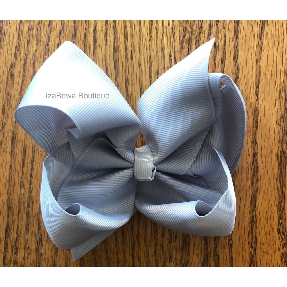 Light Silver 6" Boutique Bow    4B2302  Handmade NWT Boutique